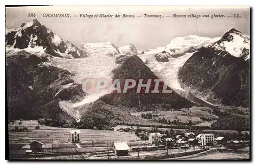 Cartes postales Chamonix Village et Glacuer des Bossons Taconnaz