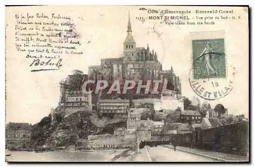 Cartes postales Cote d'Emeraude Emerald Coast Mont St Michel vue prise du Sud Train