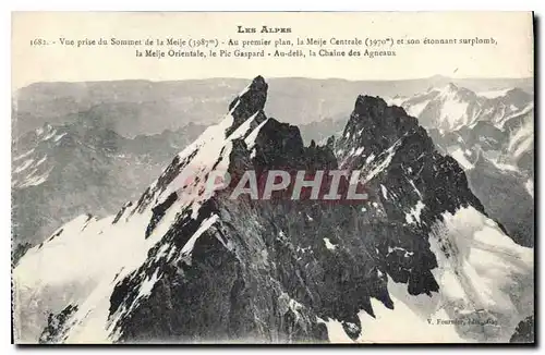 Cartes postales Les Alpes Vue prise du Sommet de la Meije au premier plan la Meije centrale et son etonnant surp