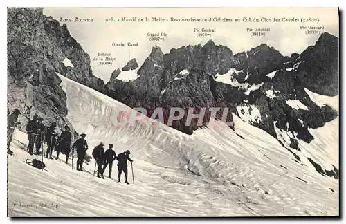 Cartes postales Les Alpes Massif de la Meije Reconnaissance d'Officiers au Col du Clot des Cavales  Chasseurs Al