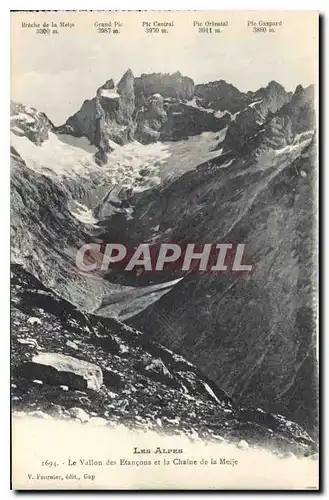 Cartes postales Les Alpes le Vallon des Etancon et la Chaine de la Meije