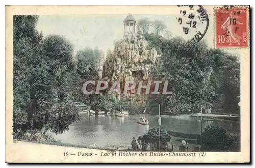 Cartes postales Paris Lac et Rocher des Buttes Chaumont