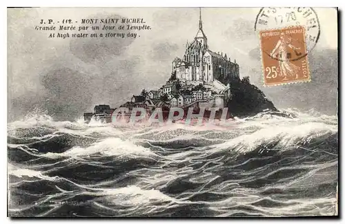 Cartes postales Mont Saint Michel Grande Maree par un jour de Tempete