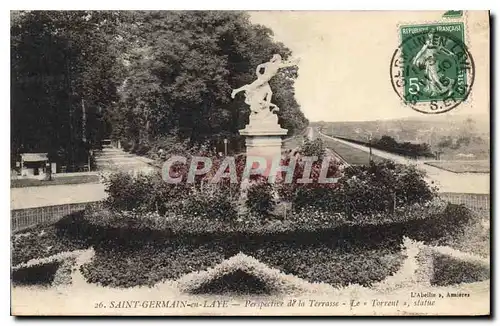 Cartes postales Saint Germain en Laye perspective de la terrasse le Torrent statue