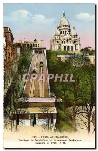 Cartes postales Paris Montmartre BAsilique du Sacre Coeur et le Nouveau Funiculaire inaugure en 1935