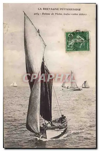 Cartes postales La Bretagne Pittoresque Bateau de Poche toutes voiles debors