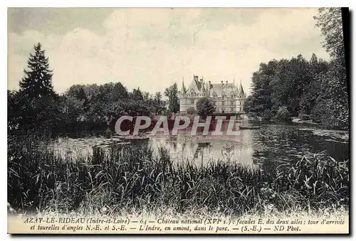 Cartes postales Azay le Rideau Indre et Loire Chateau national facades E des ailes tour d'arrivee et tourelles d