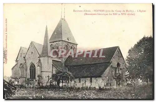 Cartes postales Environs d'Areis Poivres pres du Camp de Mailly l'Eglise Monument hostorique