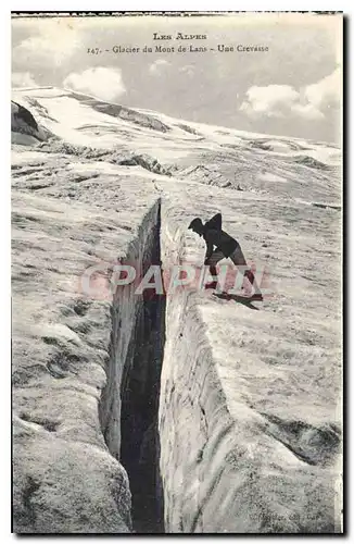 Ansichtskarte AK Les Alpes Glacier du Mont de Lans Une Crevasse Alpinisme