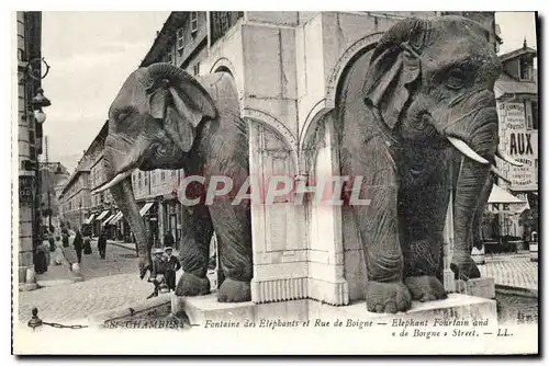 Ansichtskarte AK Chambery Fontaine des Elephants et Rue de Boigne