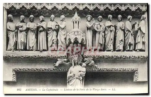 Cartes postales Amiens la Cathedrale Linteau de la Porte de la Vierge doree