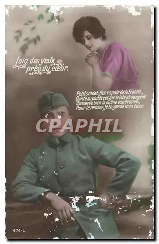 Cartes postales Loin des Yeux pres du coeur Militaria