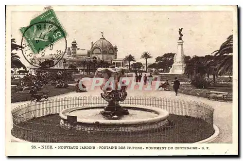 Cartes postales Nice Nouveaux Jardins Fontaine des Tritons Monument du Centenaire