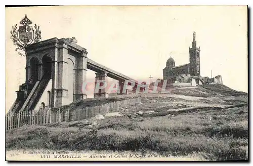 Cartes postales Marseille Ascenseur et Colline de N D de la Garde