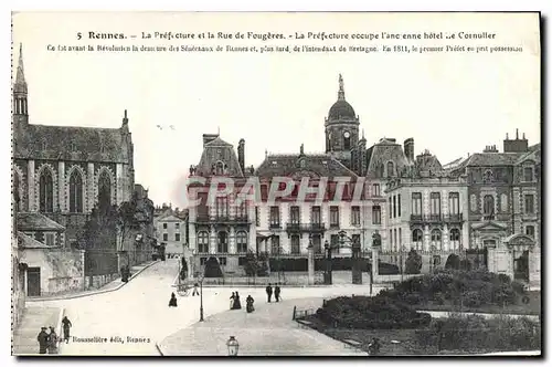 Cartes postales Rennes La Prefecture et la Rue de Fougeres