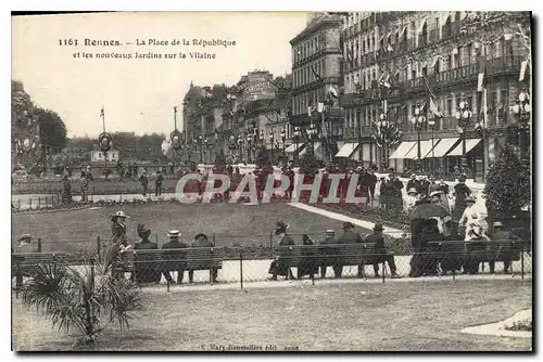 Ansichtskarte AK Rennes La Place de la Republique et les nouveaux Jardin sur la Vilaine