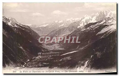 Cartes postales La Vallee de Chamonix vue du Col de Vosaz