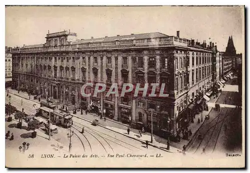Cartes postales Lyon le Palais des Arts rue Paul Chenavard Tramway