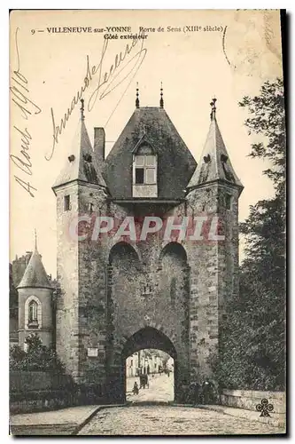 Cartes postales Villeneuve sur Yonne Porte de Sens XIII siecle cote exterieur