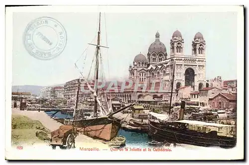 Ansichtskarte AK Marseille Quai de la Joliette et la Cathedrale Bateaux