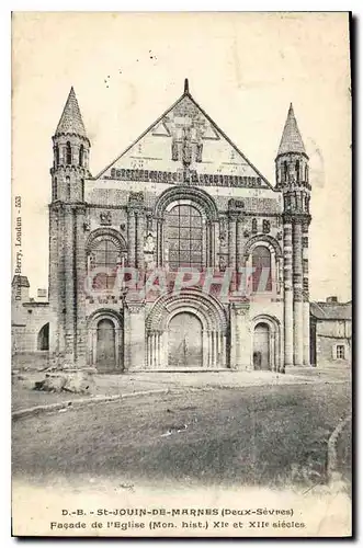 Cartes postales St Jouin de Marnes Deux Sevres Facade de l'eglise Mon hist XIe et XIIe siecle