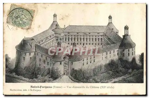 Cartes postales Saint Fargeau Yonne vue d'ensemble du chateau XII siecle