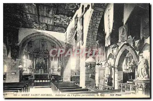 Cartes postales Mont Saint Michel interieur de l'eglise Paroissiale la Nef