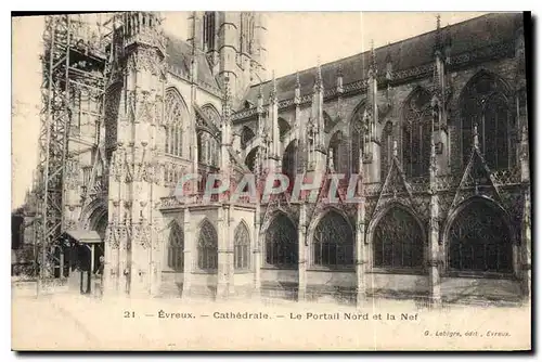 Cartes postales Evreux Cathedrale le Portail Nord et la Nef