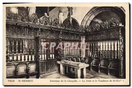 Ansichtskarte AK St Herbot interieur de la Chapelle la Jube et le Tombeau de St Herbot