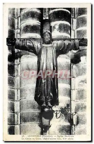 Cartes postales Quimperle Finistere Eglise Ste Croix le Christ en Croix chef d'Oeuvre bois XV siecle