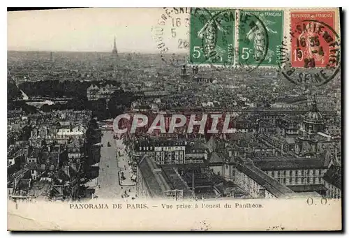 Cartes postales Panorama de Paris vue prise a l'ouest du Pantheon