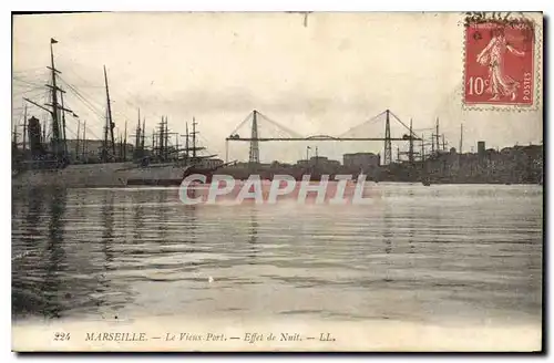 Cartes postales Marseille le Vieux Port Effet de Nuit