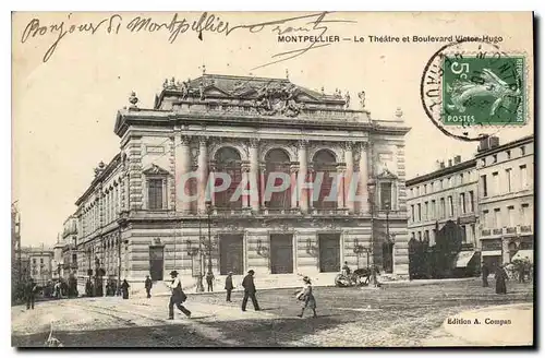 Cartes postales Montpellier le Theatre et Boulevard Victor Hugo