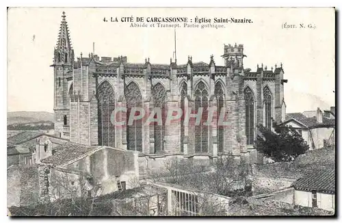 Cartes postales La Cite de Carcassonne Eglise Saint Nazaire Abside et Transept Partie Gothique