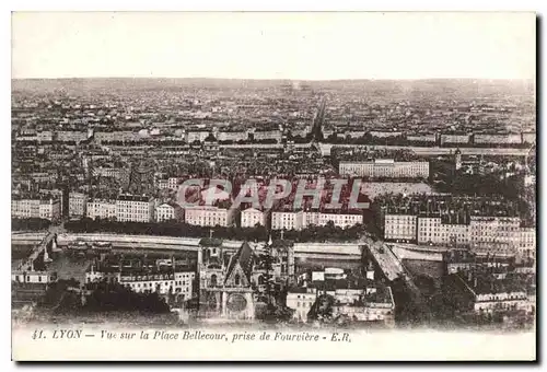 Cartes postales Lyon Vue sur la Plave Bellecour prise de Fourviere