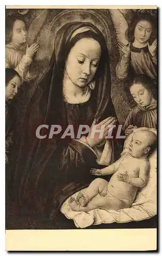 Ansichtskarte AK Musee de Bruelles La Maitre de Moulins Vierge et enfant adores par les anges