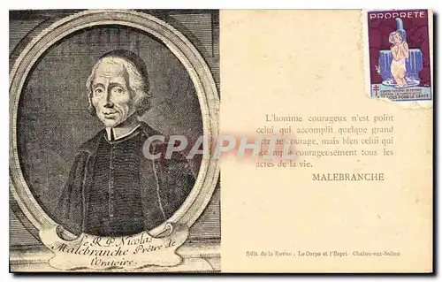 Cartes postales Le R P Nicolas Malebranche Pretre de L'Oratoire