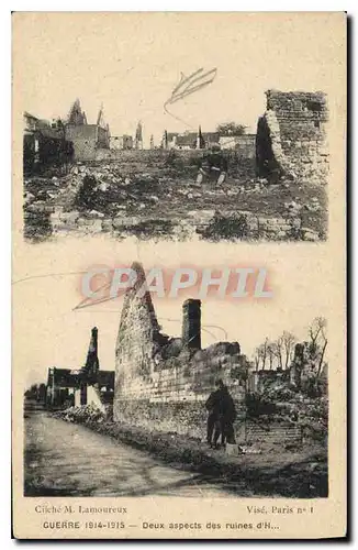Cartes postales Guerre Deux aspects des ruines Militaria