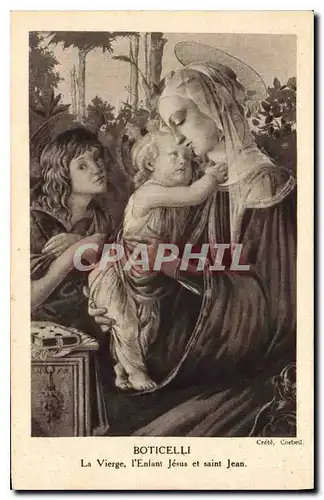 Cartes postales Boticelli La Vierge l'Enfant Jesus et saint Jean
