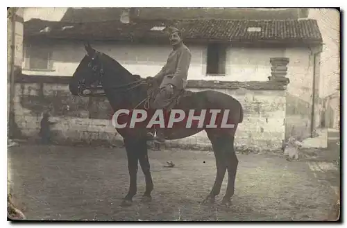 CARTE PHOTO soldat Cheval Militaria