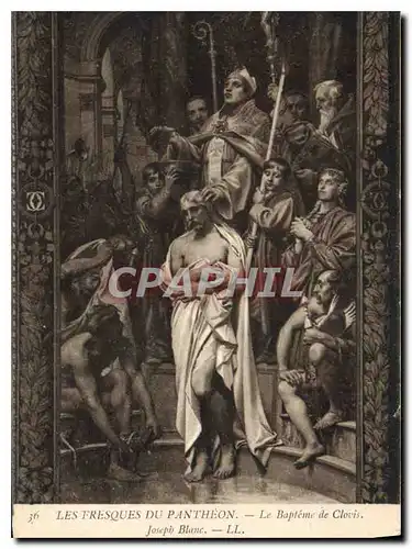 Cartes postales Les Fresques du Pantheon le Bapteme de Clovis Joseph Blane