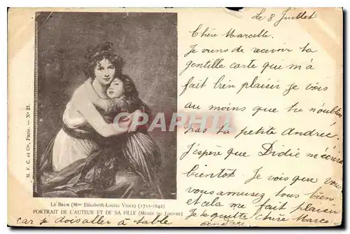 Cartes postales Le Brun Mme Elisabeth Louise Vigee Portrait de L'Auteur et de sa Fille Musee du Louvre