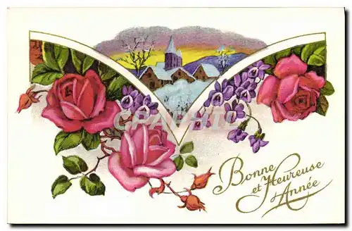 Cartes postales Bonne et Heureuse Annee Fleurs