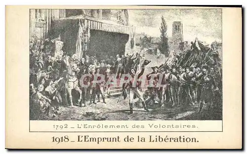 Cartes postales L'Emprunt de la Liberation 1792 enregistrement des volontaires