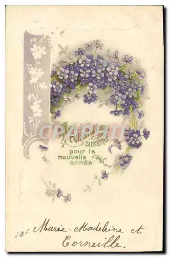 Cartes postales Felicitations sinceres pour la nouvelle annee Fleurs