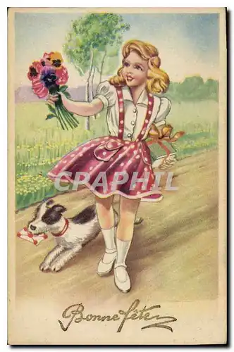 Cartes postales Bonne Fete Enfant Chien