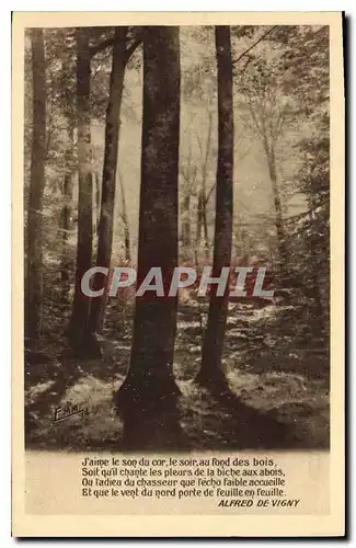 Cartes postales J'aime le son du cor le soir au fond des bois soit qu'il chante les pleurs de la biche aux abois