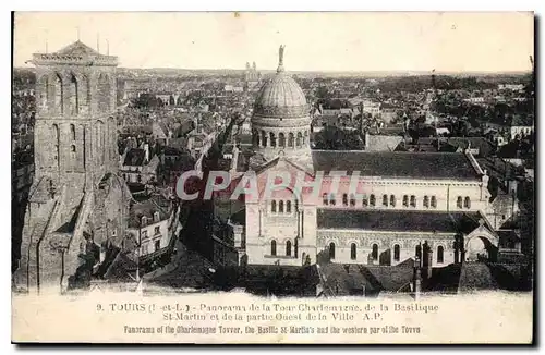 Cartes postales Tours Panorama de la Tour Charlemagne de la Basilique St Martin et de la partie Ouest de la Vill