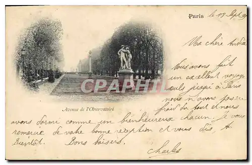 Cartes postales Paris Avenue de l'Observatoire Carte 1899