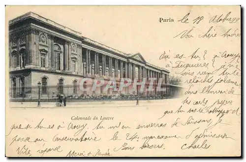 Cartes postales Paris Colonnade du Louvre Carte 1899